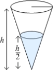 <strong>A conical container (vertex down) is filled to half of its height with liquid of density . The radius of the conical container is and its height is , measured in meters. The approximate work required to pump the liquid out of the top of the tank is </strong> A) B) C) D) E) none of the above.