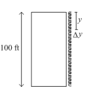 A chain weighing 25 pounds per foot is hanging from the top of a 100-foot building, as shown in the figure. Find the work needed to pull the chain to the top of the building.