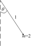 The potential energy of a pendulum of length 1 and mass 2, relative to its rest position is . Compute the average rate of change of the potential energy over the angle interval .