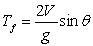 The flight-time of a shell shot at an angle and initial velocity is . Compute the average rate of change of the flight time for in the interval .