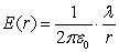 The electrical field due to an infinite rod at a point at distance from the rod is perpendicular to the rod and has a magnitude of ( is a constant and is the longitudinal charge density). Find the average rate of change of the field along the interval .
