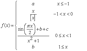 Find all values of and which make the following function continuous: