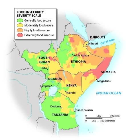 <strong>Looking at Figure 6.14,which of the following countries has the least food security? </strong> A) Tanzania B) Uganda C) Somalia D) Kenya E) South Sudan