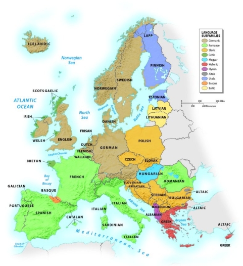 <strong> According to Figure 8.18,which of the following are the two language subfamilies found in the British Isles?</strong> A) Helenic and Slavic B) Celtic and Germanic C) Romance and Germanic D) Celtic and Romance E) Romance and Altaic