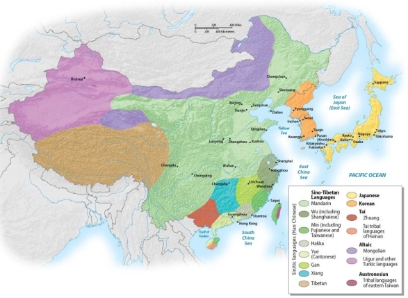 <strong> Which country of East Asia has the greatest linguistic diversity?</strong> A) Taiwan B) China C) Japan D) Korea E) Hong Kong