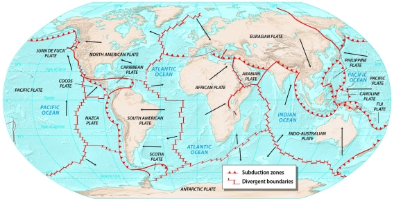 Using the figures below to guide you, discuss the relationship between plate tectonics and the location of seismic activity around the world.           