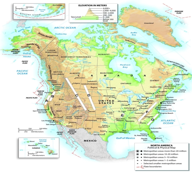 Map ID - Physical Features of North America -What is the name of the physical feature labeled on the map with the letter G?