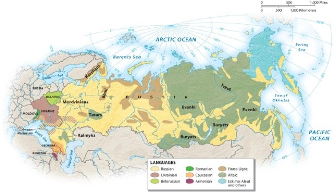 <strong>What language group dominates in the Russian Domain?  </strong> A) Slavic B) Altaic C) Eskimo-Aleut D) Finno-Ugric E) Tibetan <div style=padding-top: 35px> 