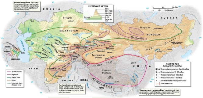 <strong>A nearly continuous swath of grasslands extending from east to west in Central Asia is partially broken by which of the following physical features?  </strong> A) Pamir Knot B) the kyzyl Kum Desert C) Hindu Kush Mountains D) Altai Mountains E) the Karakorum Range <div style=padding-top: 35px> 