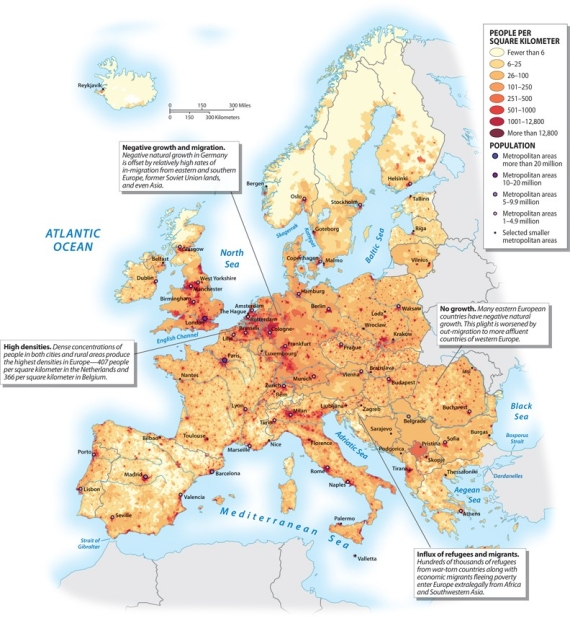<strong>According to the graphic below, which of the following countries of Europe has the highest population density? </strong> A)Germany B)France C)Italy D)Netherlands E)Spain