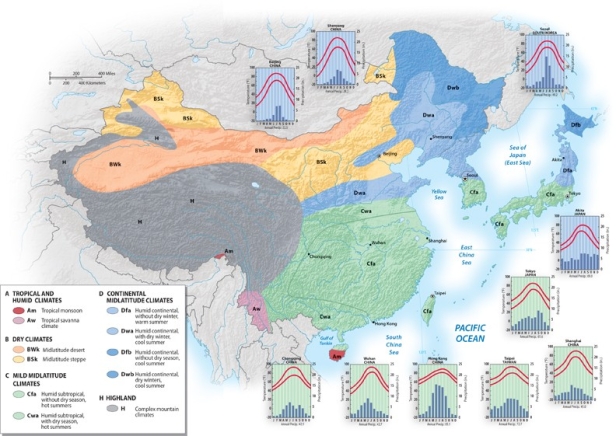 <strong>Using the graphic below, which East Asian city has warm temperatures year-round and an average of about 85 inches of rain during the year? </strong> A)Chongqing, China B)Tokyo, Japan C)Seoul, South Korea D)Hong Kong, China E)Taipei, Taiwan