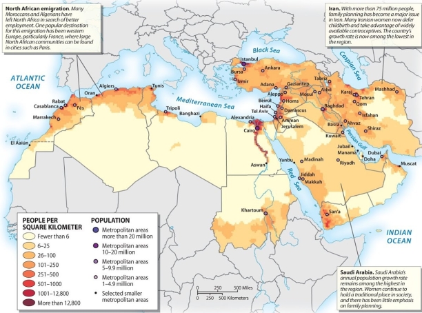 <strong>The geography of human populations across Southwest Asia and North African demonstrate the ties between what resource and life in this part of the world? </strong> A) oil B) natural gas C) timber D) agriculture E) water