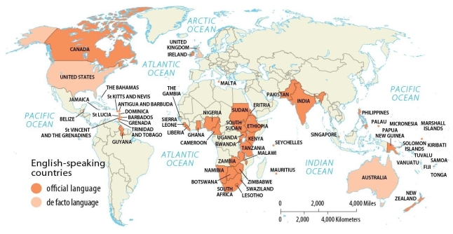 Figure 7.4, English-Speaking Countries   -In which of the following countries are French and English the official languages?