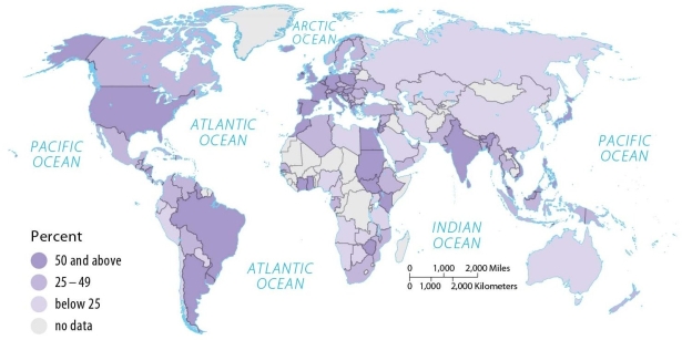 <strong>Figure 9.8.4, Debt as Percent of GNI Which of the following is not one of the UN's Millennium Development Goals?</strong> A) End poverty and hunger B) Achieve universal primary (elementary school) education C) Promote gender equality and empower women D) Combat HIV/AIDS, malaria, and other diseases E) End wars between countries over resources