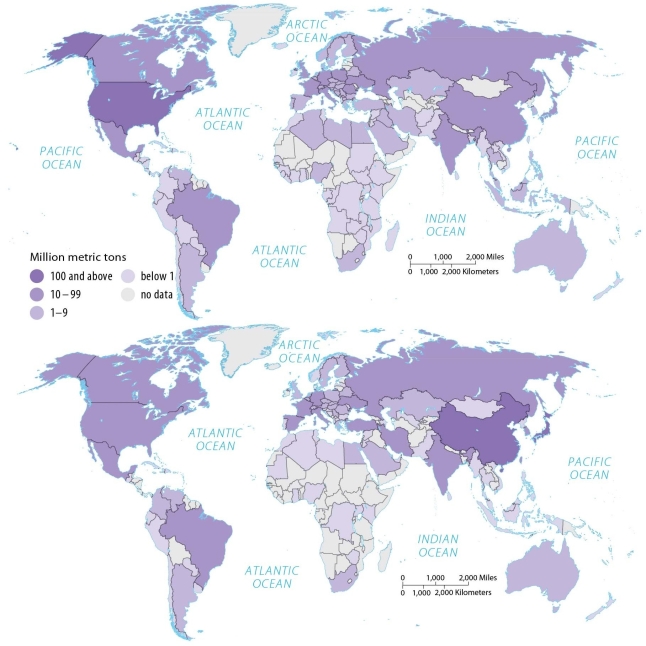 Figure 11.4.4, World Steel Production, 1980 and 2010 -Looking at Figure 11.4.4, which of the following countries had the highest steel production in 2010?