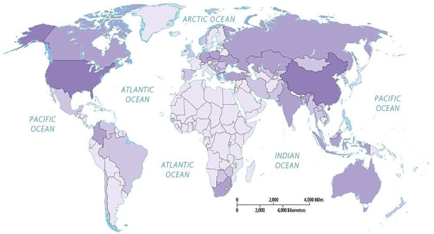 Figure 14.2.2 -Based on your knowledge of energy production,this map most likely displays