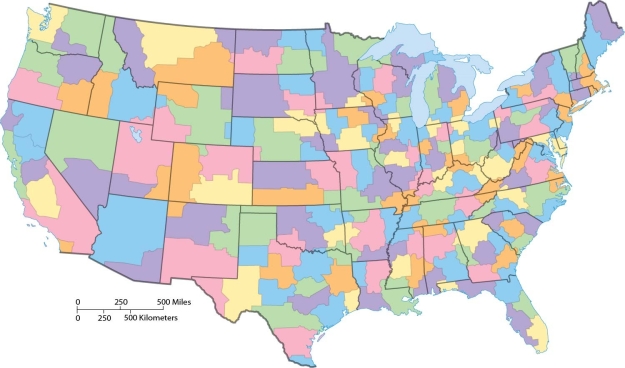 <strong> Daily Urban Systems This map indicates that</strong> A) urban systems are only available during the daytime in rural areas. B) daily urban systems tend to cover much larger areas in western states. C) daily urban systems tend to cover much smaller areas in western states. D) daily urban systems in western states are about the same size as those in eastern states. E) western states do not tend to have daily urban systems.