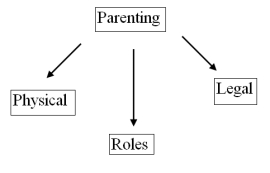 <strong>The following exemplifies: \text { Parenting } Parenting</strong> A) memoing. B) concept mapping. C) grounded theory. D) semiotic. E) coding.