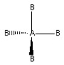<strong>Which of the following pictures best illustrates a tetrahedral shape for the fictional molecule AB<sub>4</sub>?</strong> A) B) C) D)