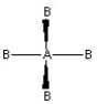 <strong>Which of the following pictures best illustrates a tetrahedral shape for the fictional molecule AB<sub>4</sub>?</strong> A) B) C) D)