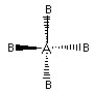 <strong>Which of the following pictures best illustrates a tetrahedral shape for the fictional molecule AB<sub>4</sub>?</strong> A) B) C) D)