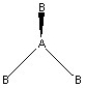 <strong>Which of the following pictures best illustrates a planar triangle shape for the fictional molecule AB<sub>3 </sub>?</strong> A) B) C) D)