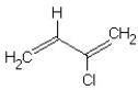 Properly connect three monomeric chloroprene units (the structure of chloroprene is provided below)to make a short segment of the polymer neoprene, polychloroprene.