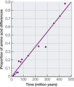 Refer to the figure. In the figure, the estimated average rate of amino acid change is about _______ per 100 million years.