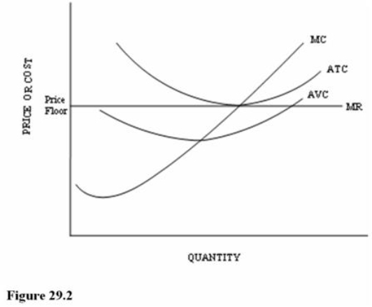 <strong> Refer to Figure 29.2 for Farmer Smith with a price floor set above the market price.Assume the price support is located at the minimum point on the farmer's ATC curve.If this support is eliminated, all of the following will result except</strong> A)Some farmers will leave the industry. B)Farmers will begin to lose money as the price returns to equilibrium. C)Fewer resources will be allocated to this market. D)The rate of return on invested capital will increase.