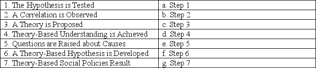 Place the steps in the theory-building process in the proper order