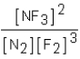 <strong>Which of the following would be the equilibrium expression for the system given below? N<sub>2</sub>(g)+ 3F<sub>2</sub>(g) 2NF<sub>3</sub>(g)</strong> A) B) C) D)
