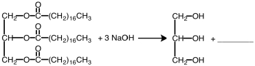 <strong>What type of compound is the second product in the reaction shown below? </strong> A)fatty acid salt B)ester C)alcohol D)fatty acid
