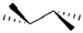 <strong>Which of the following best represents the tetrahedral shape of sp<sup>3</sup> hybridized carbons? (Note: a solid wedge is pointed towards you and a dashed wedge is pointed away.)</strong> A) B) C) D)
