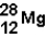 <strong>What is the nuclear composition of ?</strong> A)12 neutrons and 28 protons B)12 neutrons and 16 protons C)12 protons and 28 neutrons D)12 protons and 16 neutrons
