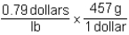 <strong>Which of the following set-ups will allow you to calculate the cost of fruit in dollars per gram,if the price is given as 0.79 dollars per pound?</strong> A) B) C) D)
