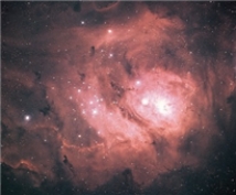<strong>in the following image of a glowing gas cloud, you mainly see the color pink. Which spectra would you mostly expect from this gas cloud </strong> A)absorption B)continuous C)emission D)blackbody