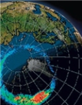 <strong>The multicolored ring in the image above of Earth is a/an ___________.  </strong> A)impact site under the water, falsely colored. B)tornado C)hurricane D)aurora <div style=padding-top: 35px> 