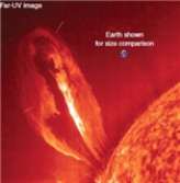 <strong>The above image shows a prominence mostly in the ____________ atmospheric layer of the Sun. Because of the far-ultraviolet (FUV) image, we know the _____________ layer of the Sun's atmosphere is shown.  </strong> A)chromospheric, chromospheric B)photospheric, photospheric C)corona, corona D)corona, chromospheric <div style=padding-top: 35px> 