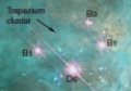 <strong>The above visual wavelength image of the Trapezium cluster shows _________.  </strong> A)main sequence and protostars B)protostars and YSOs C)YSOs and ZAMS D)ZAMS and protostars <div style=padding-top: 35px> 