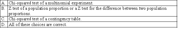 Which of the following may be used for hypothesis tests of nominal (categorical) data?