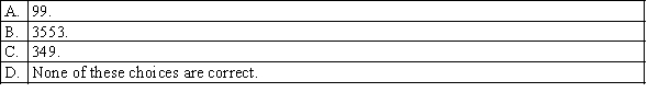 A randomised block design with 4 treatments and 5 blocks produced the following sum of squares values: SS(Total) = 1951, SSB = 1414.4, SSE = 188. The value of SST must be: