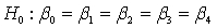 <strong>In testing the validity of a multiple regression model in which there are four independent variables, the null hypothesis is:</strong> A) . B) . C) . D) .