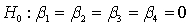 <strong>In testing the validity of a multiple regression model in which there are four independent variables, the null hypothesis is:</strong> A) . B) . C) . D) .