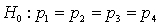 Consider a multinomial experiment involving 160 trials and 4 categories (cells). The observed frequencies resulting from the experiment are shown in the following table. Use the 10% significance level to test the hypotheses. . At least two proportions differ from their specified values.