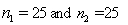 When the necessary conditions are met, a two-tail test is being conducted at = 0.05 to test . The two sample variances are , and the sample sizes are . The calculated value of the test statistic will be F = 2.