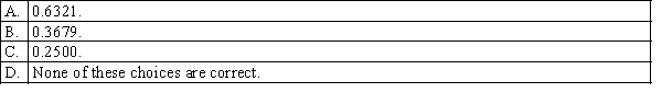 If the random variable X is exponentially distributed with parameter = 4, then the probability P(X 0.25), up to 4 decimal places, is: