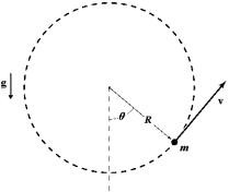 <strong>A 0.30-kg mass attached to the end of a string swings in a vertical circle (R = 1.6 m),as shown.At an instant when \theta = 50 \degree ,the tension in the string is 8.0 N.What is the magnitude of the resultant force on the mass at this instant? </strong> A)5.6 N B)6.0 N C)6.5 N D)5.1 N E)2.2 N