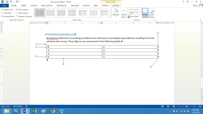 <strong> Item 6 in the accompanying figure indicates the ____.</strong> A) end-of-table mark B) end-of-cell mark C) end-of-row mark D) end-of-column mark