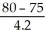 a. z =   = 1.19 P(z ≥ 1.19) ≈ 0.117 b. z = 2.054   = 2.054 μ ≈ 71.373
