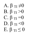 In determining the best companies to work for, a number of variables are considered, including size, average annual pay, and turnover rate, etc.Employee surveys are often Conducted in order to assess aspects of the organization's culture, such as trust and Openness to change.A sample of 33 companies was randomly selected and data Collected on the average annual bonus and turnover rate (%).A questionnaire was also Administered to the employees of each company to arrive at a trust index (measured on a Scale of 0 - 100).The output is shown below. The correct null hypotheses for testing the regression coefficient of Trust Index is
